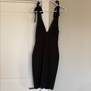 Women’s Deep V Black Sleeveless Dress